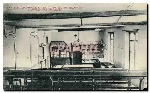 Cartes postales Insitut agricole international de Beauvais Amphitheatre de chimie Au dos dessin a la main !