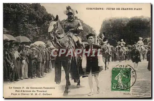 Compiegne Cartes postales Le comte de Clermont Tonnerre Roi d&#39armes du tournoi Page a cheval Gelbert