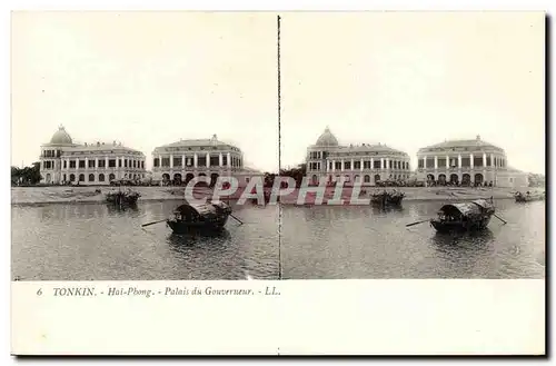 Vues stereoscopiques Tonkin Ansichtskarte AK Hai Phong Palais du gouverneur Vietnam