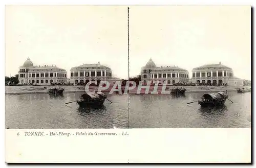 Vues stereoscopiques Tonkin Cartes postales Hai Phong Palais du gouverneur Vietnam