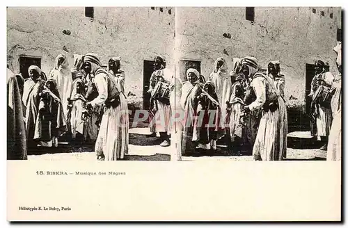 Vues stereoscopiques Algerie Biskra Cartes postales Bon Chkiona Musique des negres