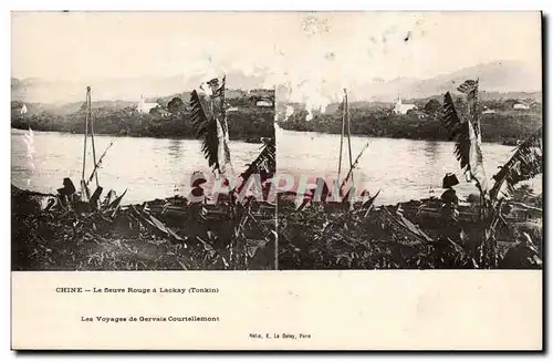 Vues stereoscopiques Chine China Cartes postales Le fleuve rouge a Lackay (Tonkin) Indochine Indochina