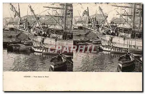 Vues stereoscopiques Italie Italia Genes Cartes postales Vue dans le port