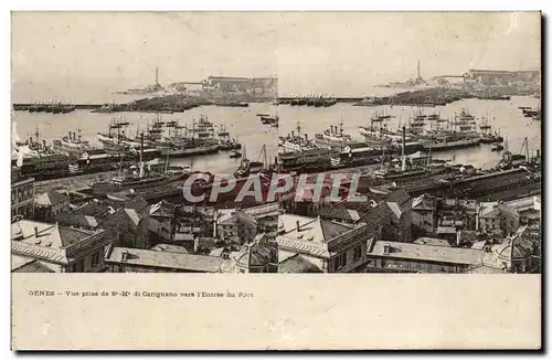 Vues stereoscopiques Italie Italia Genes Cartes postales Vue prise de S M Di Carignano vers l&#39entree du port