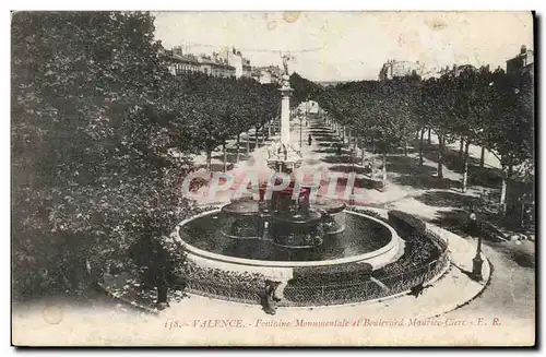 Valence Cartes postales Fontaine monumentale et boulevard Maurice Clerc