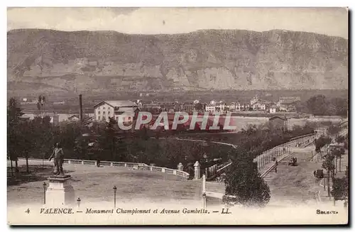 Valence Cartes postales Monument Championnet et Avenue Gambetta