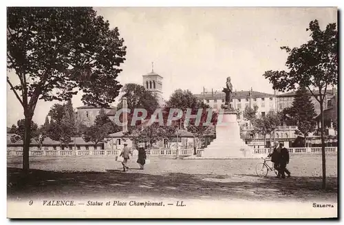 Valence Cartes postales Statue et place Championnet