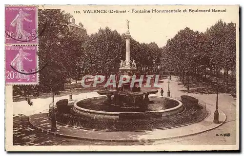 Valence Ansichtskarte AK Fontaine monumentale et boulevard Bancel