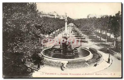 Valence Cartes postales Fontaine monumentale et boulevard Maurice Clerc