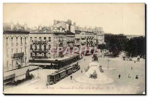 Valence Cartes postales Panorama de la place de la Republique (train)
