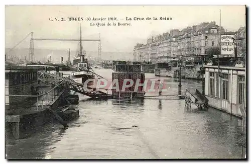 Rouen Ansichtskarte AK 30 janvier 1910 La crue de la Seine Le quai de la Bourse