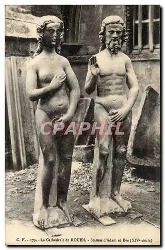 Ansichtskarte AK La cathedrale de Rouen Statues d&#39adam et Eve