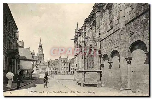 Dinan Cartes postales L&#39eglise Saint Sauveur et la tour de l&#39horloge