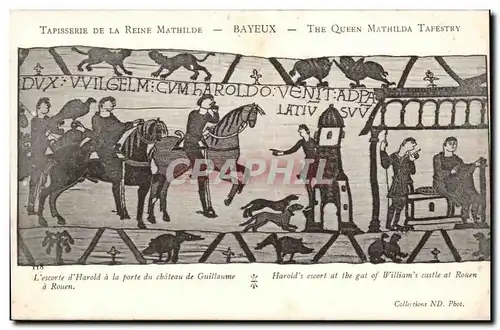 Tapissserie de la reine Mathilde Bayeux Ansichtskarte AK L&#39escorte d&#39Harold a la porte du chateau de Guilla