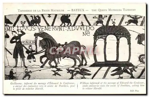 Tapissserie de la reine Mathilde Bayeux Cartes postales Guillaume informe du message d&#39Edouard la Confesseur