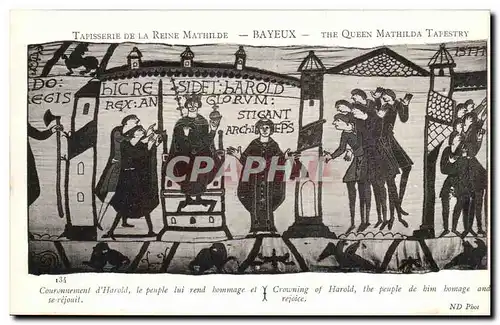 Tapissserie de la reine Mathilde Bayeux Cartes postales Couronnement d&#39Harold
