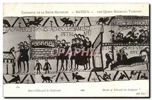 Tapissserie de la reine Mathilde Bayeux Ansichtskarte AK Mort d&#39Edouard le confesseur