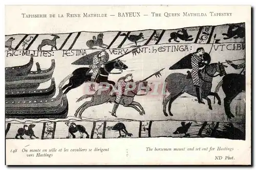 Tapissserie de la reine Mathilde Bayeux Cartes postales On monte en selle les cavaliers