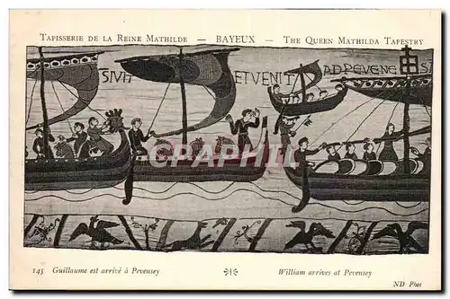 Tapissserie de la reine Mathilde Bayeux Cartes postales Guillaume est arrive a Pevensey