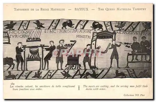 Tapissserie de la reine Mathilde Bayeux Cartes postales Les viandes cuisent