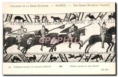 Cartes postales Tapisserie de la reine Mathilde Bayeux Guillaume marche a la rencontre d&#39Harold