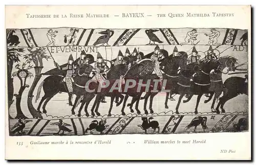Cartes postales Tapisserie de la reine Mathilde Bayeux Guillaume marche a la rencontre d&#39Harold