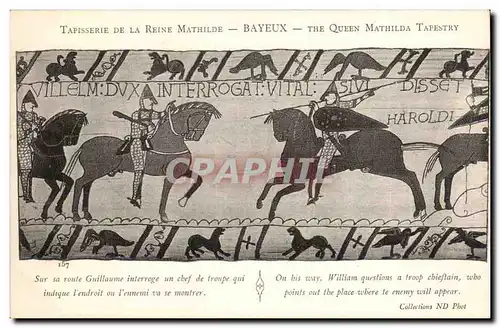 Cartes postales Tapisserie de la reine Mathilde Bayeux Sur la route Guillaume interroge un chef de troupe