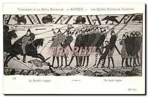 Cartes postales Tapisserie de la reine Mathilde Bayeux La bataille s&#39engage