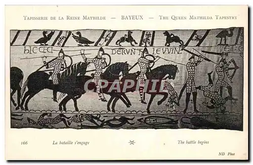 Cartes postales Tapisserie de la reine Mathilde Bayeux La bataille s&#39engage