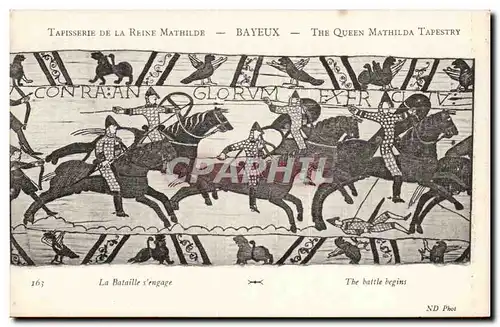 Cartes postales Tapisserie de la reine Mathilde Bayeux La bataille s&#39engage