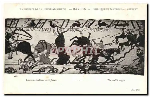 Cartes postales Tapisserie de la reine Mathilde Bayeux Mort des freres du roi Harold