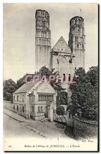 Jumieges Cartes postales Anciennes abbaye de Jumieges L&#39entree