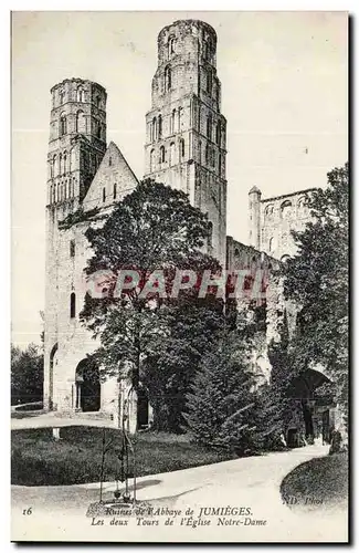 Jumieges Ansichtskarte AK Anciennes abbaye de Jumieges Les deux tours de l&#39eglise Notre Dame