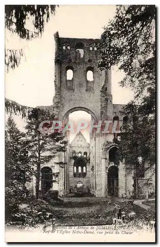 Jumieges Ansichtskarte AK Anciennes abbaye de Jumieges Nef de l&#39eglise Notre Dame Vue prise du choeur