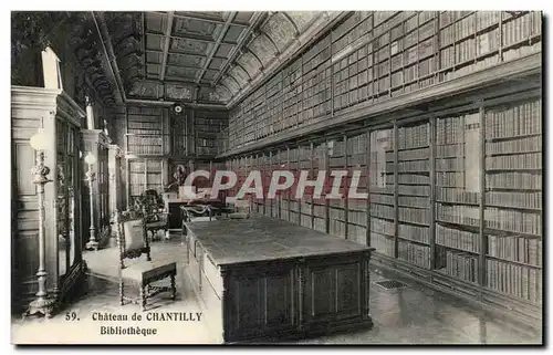 Cartes postales Chateau de Chantilly Bibliotheque library