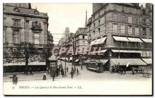 Rouen - Les Quais et la Rue Grand Pont - Cartes postales