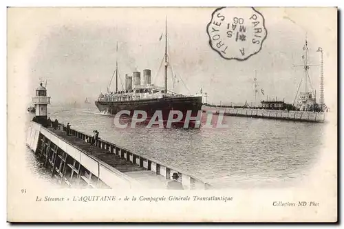 Le Steamer L&#39AqUITAiNE de la Compagnie Generale Transatlantique - paquebot - Cartes postales