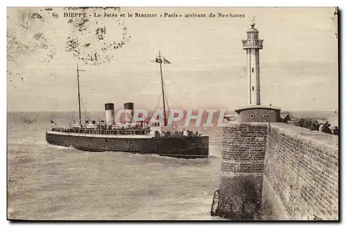 Dieppe Ansichtskarte AK la jetee et le steamer Paris arrivant de Newhaven