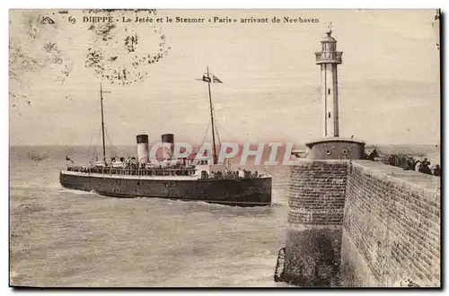 Dieppe Cartes postales la jetee et le steamer Paris arrivant de Newhaven