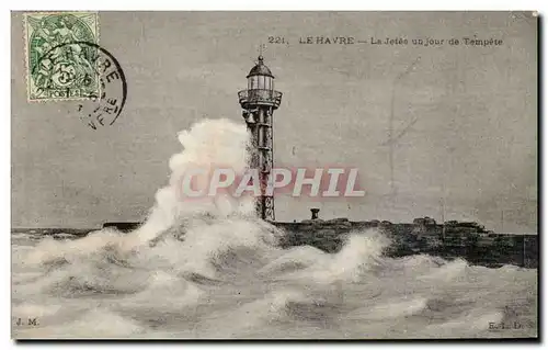 Le Havre Ansichtskarte AK La jetee un jour de tempete (phare lighthouse)