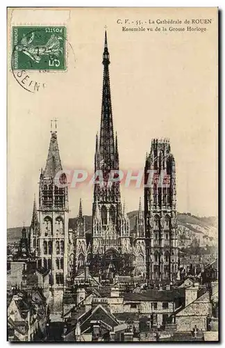 Cartes postales Cathedrale de Rouen Ensemble vu de la grosse horloge