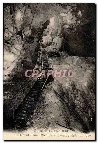 Puits de Padirac Cartes postales Grand dome Escalier et cascade stalagmitique