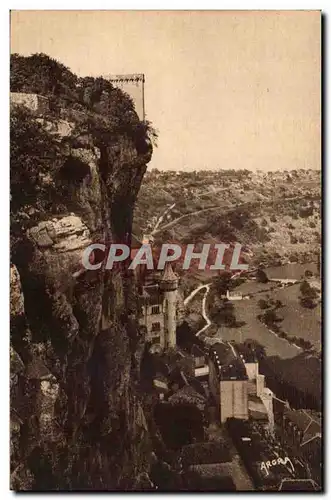 Rocamadour Cartes postales Vue de la corniche du chateau Au fond sur la crete le village de l&#39hospitalet