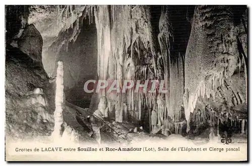 Grottes de Lacave Cartes postales Entre Souillac et Rocamadour SAlle de l&#39elephant et cierge pascal