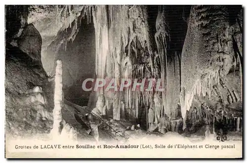 Grottes de Lacave Cartes postales Entre Souillac et Rocamadour SAlle de l'elephant et cierge pascal