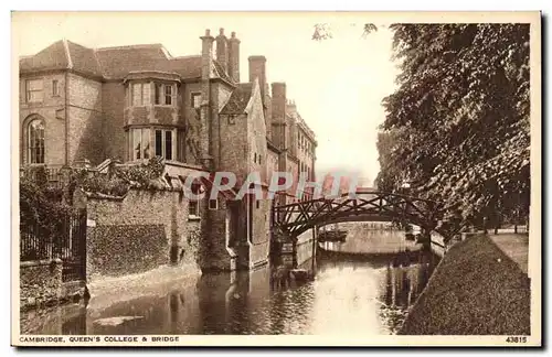 Grande Bretagne Great BRitain Ansichtskarte AK Cambridge Queen&#39s college and bridge