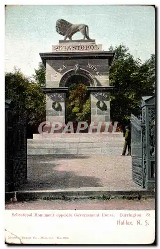 Canada Ansichtskarte AK Sebastopol Monument opposite government house Barrington Halifax (lion)