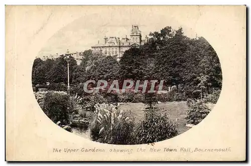 Grande Bretagne Great britain Cartes postales the upper gardens Showing the new town hall Bournemouth