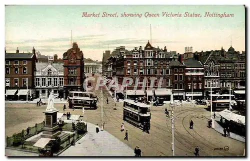 Great Britain Ansichtskarte AK Market street Showing Queen Victori Statue Nottingham