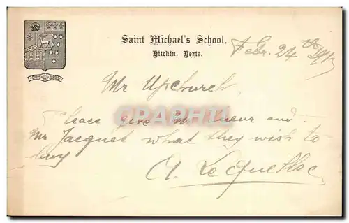 Great Britain Carte Saint Michael&#39s School Hitchin Herts